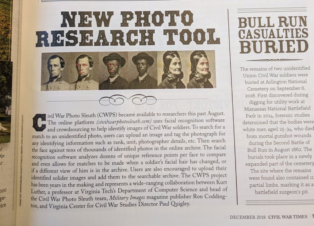 New Photo Research Tool in Civil War Times magazine